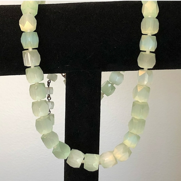 Czech Russian Cane Bead Necklace Celadon VNTG EUC - Picture 2 of 5